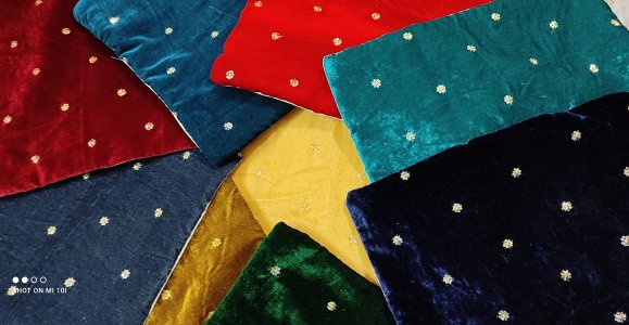 Multi Colour - Velvet Fabric - 16X16 Inch size - Set of Nine Cushion Covers for Sofa