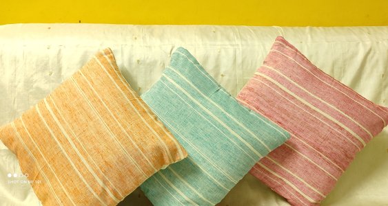Light Pink Colour Cotton Fabric 16X16 Inch Cushion Covers for Sofa