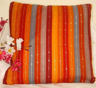 Orange Colour - Bagru print - Cotton Fabric - 16X16 Inch size - Set of Five Cushion Covers for Sofa