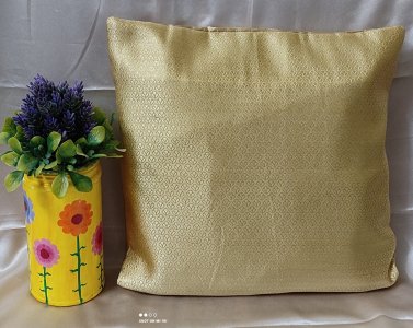 Golden Jacquard Fabric with small floral motifs, set of 5 cushion covers