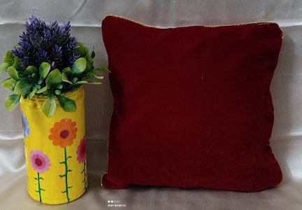 Maroon Velvet with Golden Piping, Set of 5 cushion covers