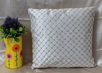 White Brocade with Gold Embroidery, Set of 5 cushion covers