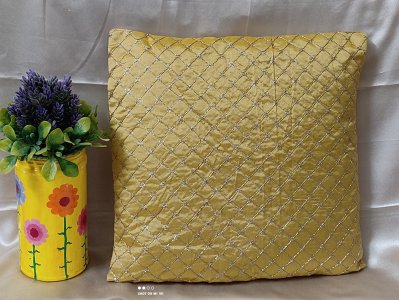 Golden Brocade with Gold Embroidery, Set of 5 cushion covers