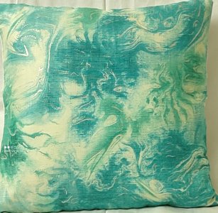 Turquoise Blue abstract pattern on cotton fabric, set of 5 cushion covers
