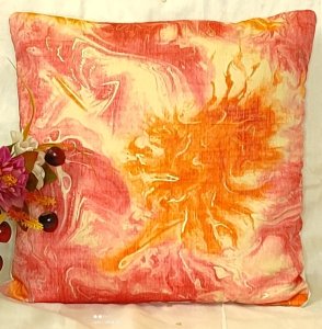 Pink abstract pattern on cotton fabric, set of 5 cushion covers