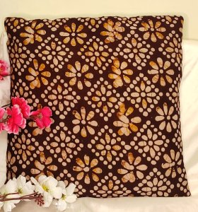 Batik print on Dark Brown on cotton fabric, set of 5 cushion covers