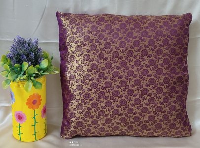 Deep Violet, Brocade Fabric, 16X16 Inch size - Set of Five Cushion Covers for Sofa