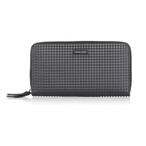 POLICE Pyramid Zip-Around Wallet – Sleek Black Leather Wallet for Men with Secure Closure & Timeless Style