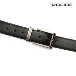 SIBAGO Men’s Black Vegan Leather Belt – 34mm Strap with 35mm Matte Gunmetal Roller Buckle | XL Size – POLICE