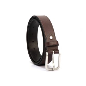 POLICE Men’s Classic Belt – 34mm Strap with 35mm Brass Nickel Buckle | Dark Brown