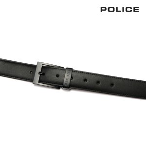 SIBAGO Men’s 35mm Black Vegan Leather Belt – XL (117cm) | Satin Black Buckle & Stitched Detailing | Perfect for Casual & Formal Outfits -POLICE Men’s Belt