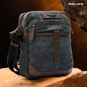 SIBAGO Men’s Crossbody Sling Bag | Canvas with Brown Vegan Leather | Multi-Pocket Casual Travel Shoulder Bag