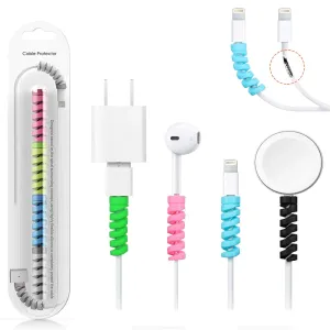 Charger Cable Protector | 4-Pc Spiral Wire Saver for USB, Data & Charging Cables