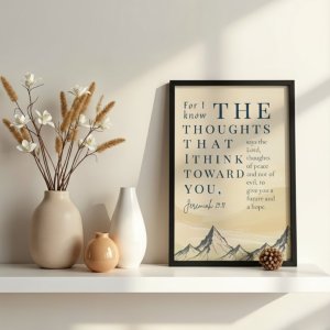 Bible Scripture Wall Frame for Home A4 Size (21 cm x 29.7 cm) – Christian Inspirational Quote Poster – Jeremiah 29:11