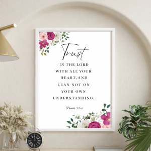 Bible Verse Wall Frame for Home Decor A4 Size (21 cm x 29.7 cm) – Proverbs 3:5–6 “Trust in the Lord” Christian Scripture Wall Art Poster