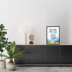 The Lord Bless You Out of Zion Bible Verse Wall Frame – Psalm 128:5 Scripture Wall Art Poster, Christian Home Decor, A3 Size (29.7 cm x 42 cm)