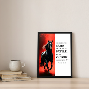 Victory Belongs to the Lord Bible Verse Wall Frame – Proverbs 21:31 Scripture Wall Art Poster, Christian Motivational Wall Decor, A3 Size (29.7 cm x 42 cm)