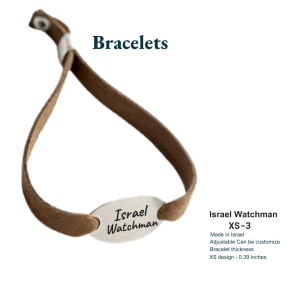 Israel Watchman Adjustable Bracelet | Faith-Inspired Jewelry | Brown Leather Strap & Silver-Tone Plate | Made in Israel