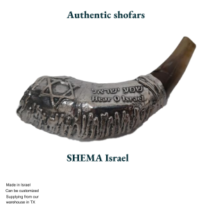 Authentic Shofar – Shema Israel Engraved | Made in Israel | Star of David Design | Customizable | Judaica Religious Instrument