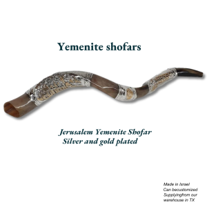 Jerusalem Yemenite Shofar – Silver & Gold Plated | Handmade Ram’s Horn | Made in Israel