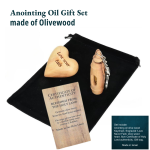 Authentic Olive Wood Anointing Oil Gift Set – Holy Land Christian Gift | Made in Israel
