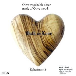 Authentic Olive Wood Heart Table Decor | Handcrafted in Israel | Available in 4 Scripture Designs | Customizable Inspirational Gift