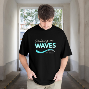 Walking on Waves Not Worries Christian Oversize UNISEX TSHIRTS for Men & Women | Faith Graphic Front & Back Print Gospel Christian T- Shirt