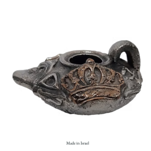 Silver Plated Byzantine Oil Lamp Replica | Royal Crown Authority Design | Handcrafted in Israel