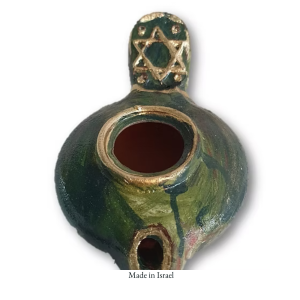 Authentic Hand-Painted Star of David Oil Lamp | Byzantine-Era Clay Replica | Made in Israel