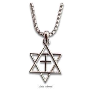 Made in Israel One New Man Pendant | Star of David Cross Necklace | Stainless Steel Faith Pendant | 23.6" Chain Christian & Messianic Gift