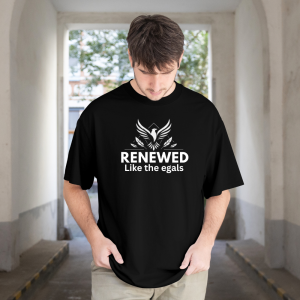 Renewed Like the Eagles Christian Oversized Front Print UNISEX T-Shirt for Men & Women | Inspirational Faith Graphic Tee