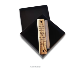 Authentic Olive Wood SHEMA Mezuzah | Handcrafted Holy Land Door Blessing | Includes Hebrew & English Scroll | Made in Israel
