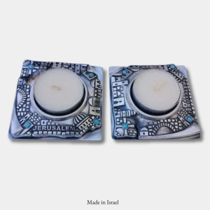 Jerusalem View Tea Light Candle Holders Set | Holy Land Decor | Made in Israel