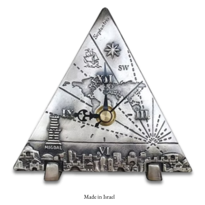 Jerusalem Triangle Table Clock with City Engraving | Made in Israel (ZZ2)