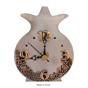 Jerusalem Stone Table Clock with City Design | Made in Israel (ZZ1)
