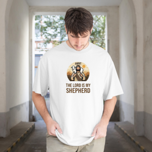 The Lord Is My Shepherd Christian Oversized Front Print UNISEX T-Shirt for Men & Women | Psalm 23 Faith Graphic Tee