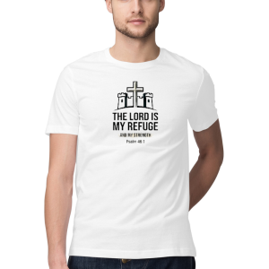 The Lord Is My Refuge Christian Regular Fit Front Print UNISEX T-Shirt for Men & Women | Psalm 46:1 Faith Graphic Tee
