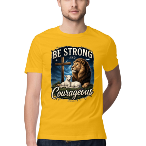 Be Strong and Courageous Christian Regular Fit Front Print UNISEX T-Shirt for Men & Women | Joshua 1:9 Faith Graphic Tee