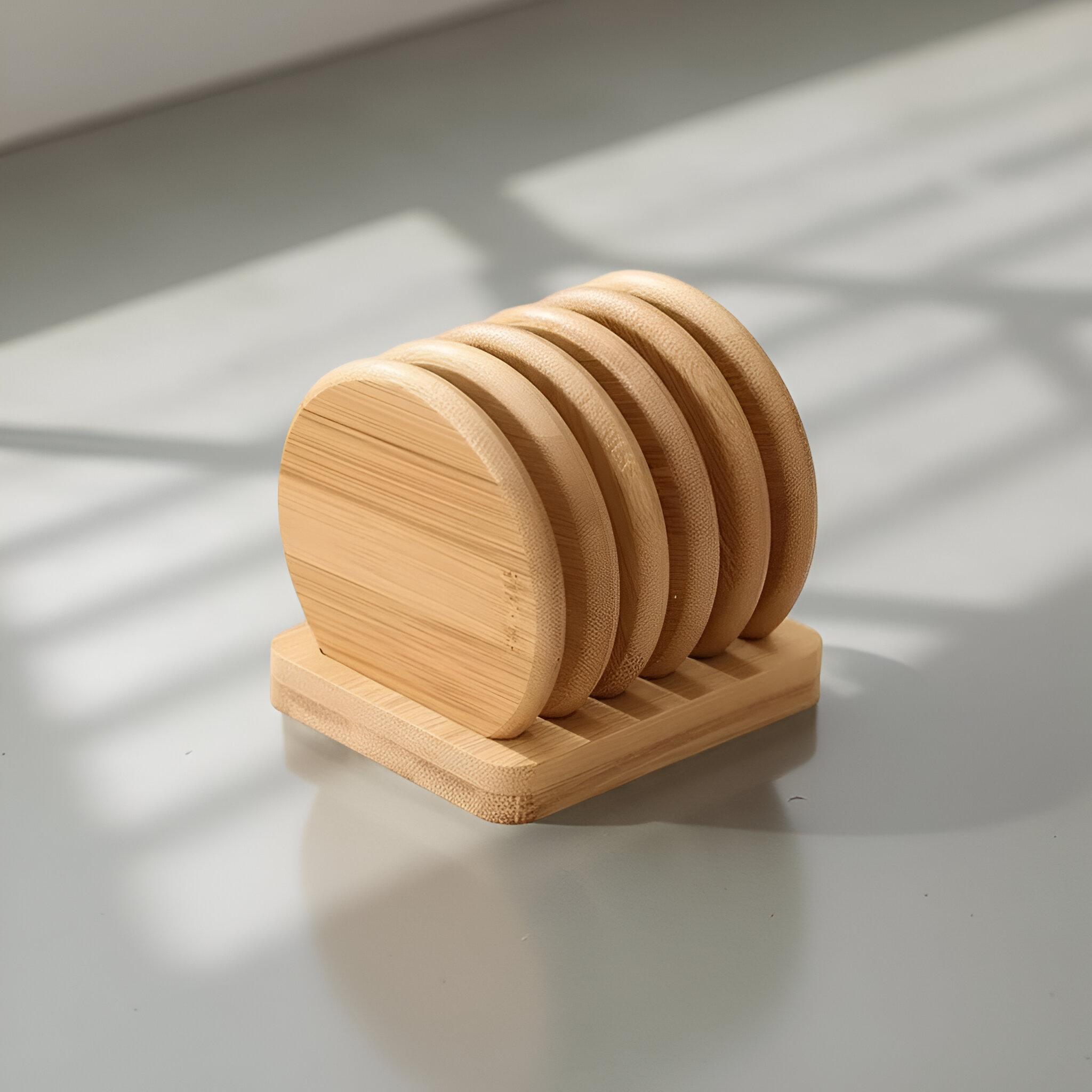 Circle Wooden Tea Coaster Set