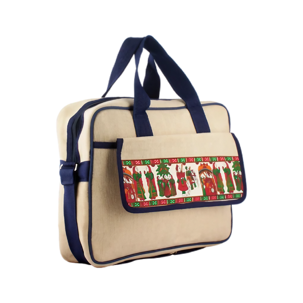 Printed blue Jute Corporate Laptop Bag
