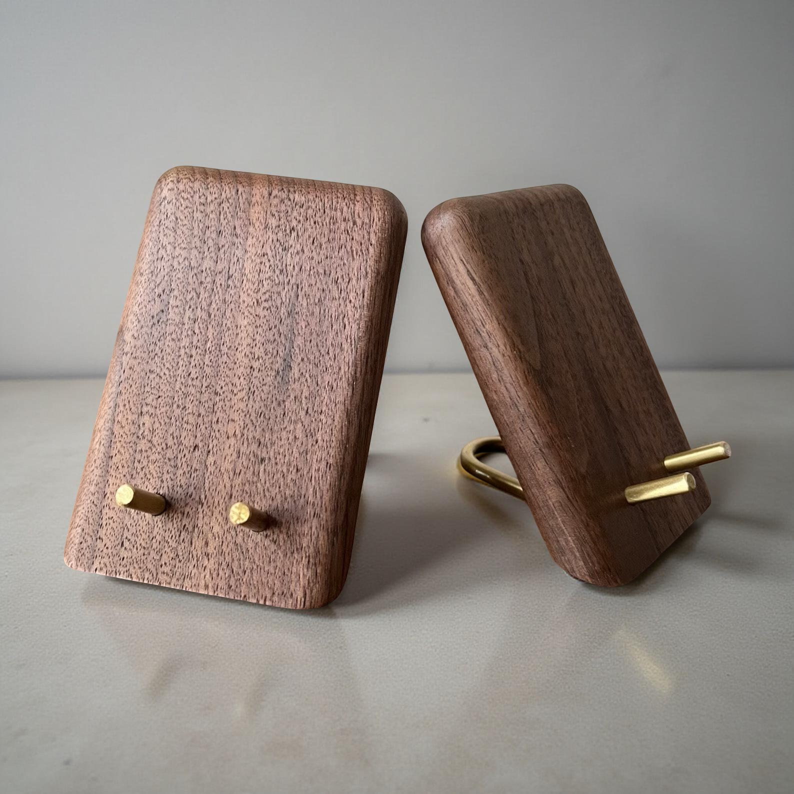 Multi-Functional Brass Combined Walnut Phone Holder