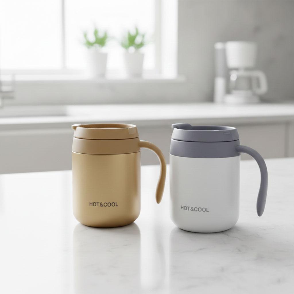 Stainless Steel Insulated Cup With Handle Lid