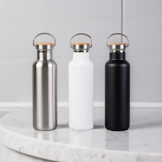 SS Bottle With Wooden Lid And Handle