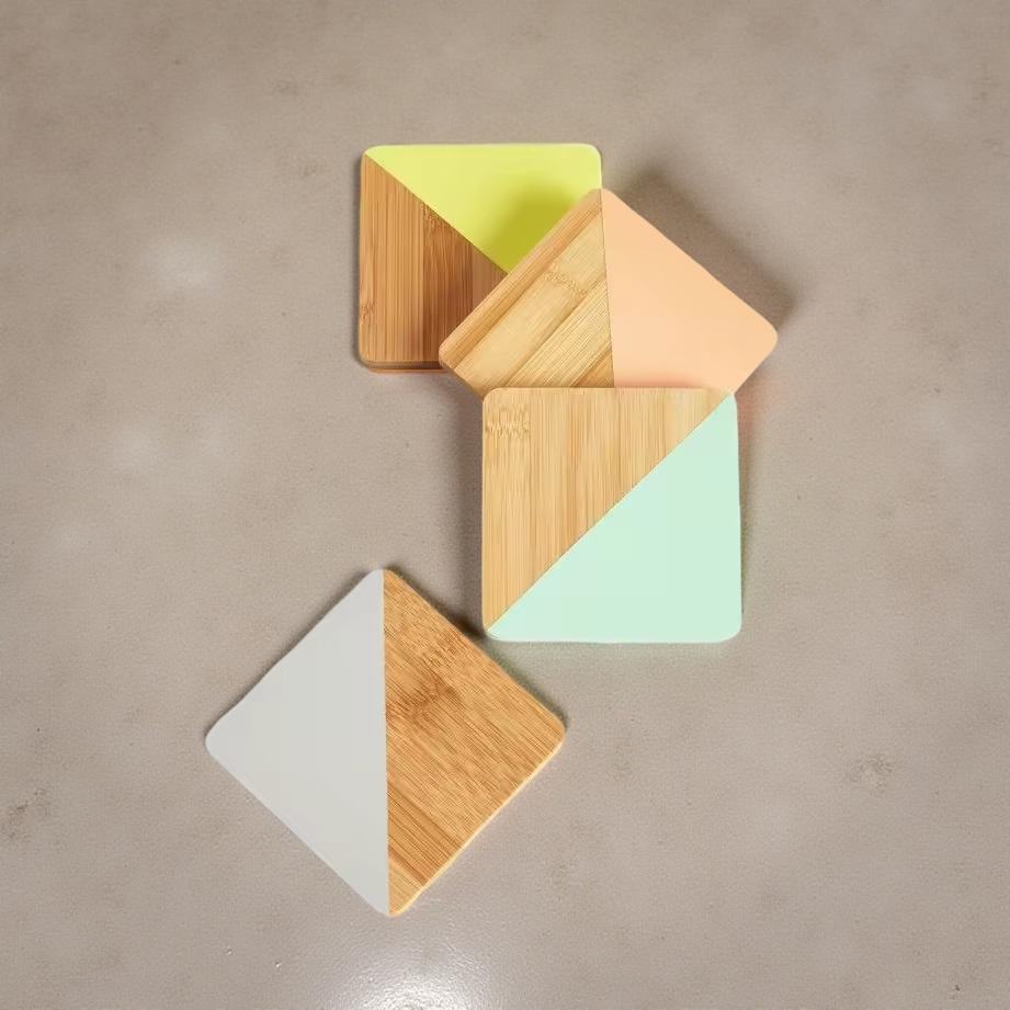 Triangular Color Block Coaster Set