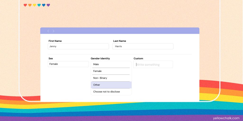 Gender Identifcation Options in UI | Yellowchalk