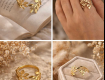 Gold Finish Leaf Design Adjustable Ring for Women