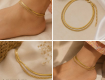 Anti Tarnish Gold Plated Double Layer Snake Chain Anklet for Women | Waterproof Minimal Payal