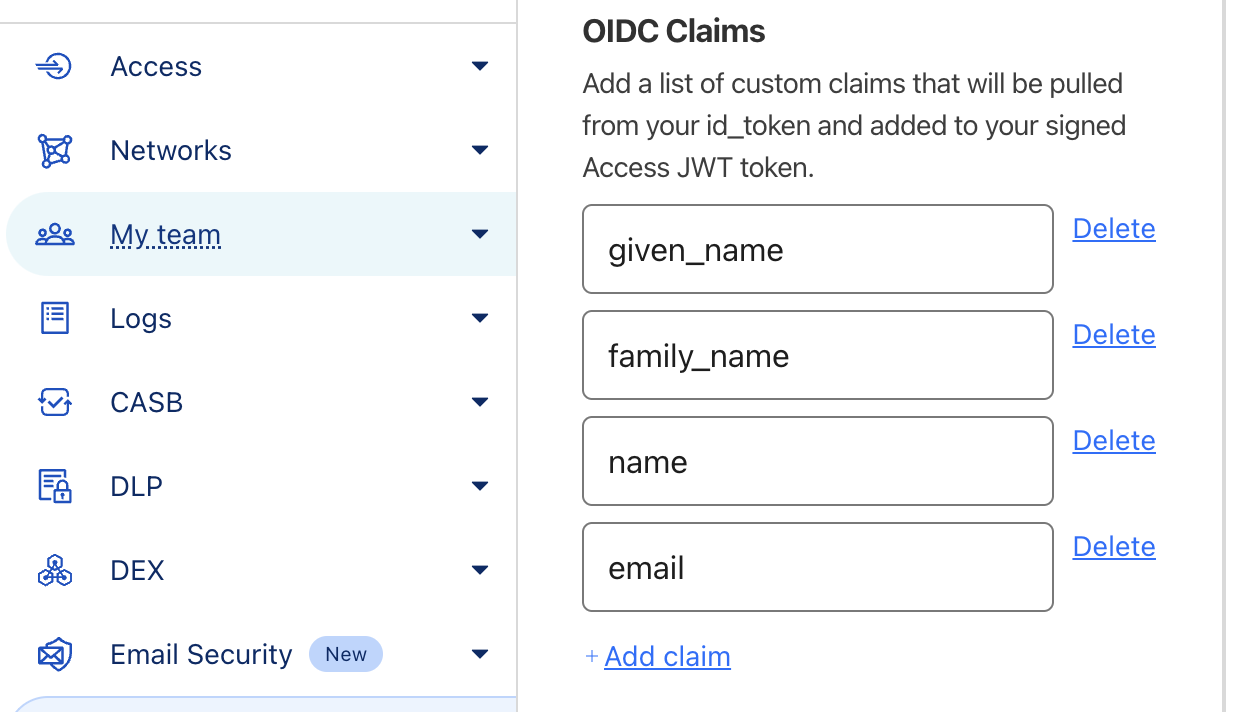 SAML Attributes Configuration