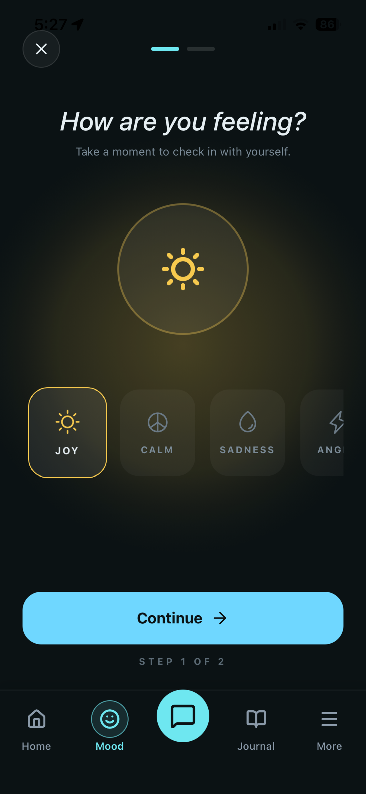 Mood Tracking screen