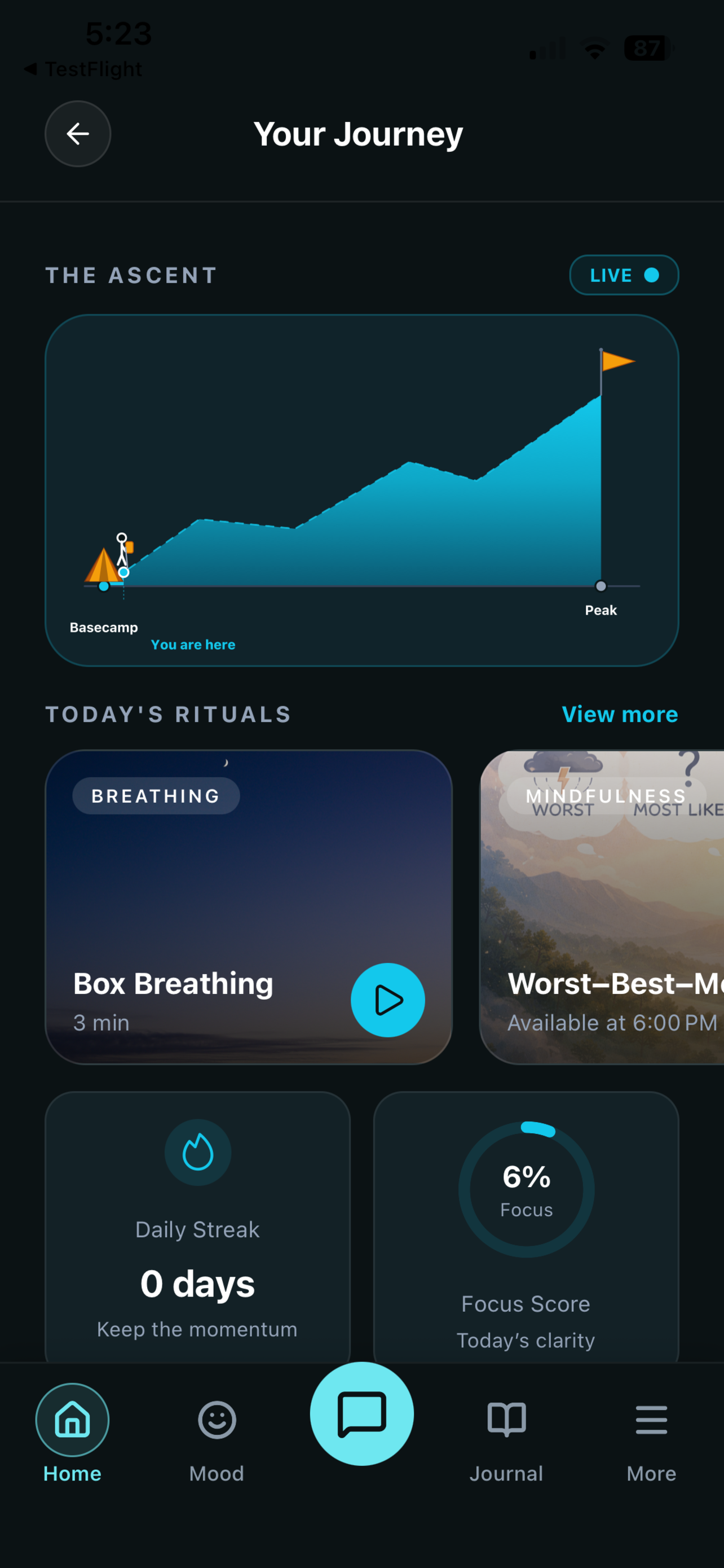 Goal Tracking screen